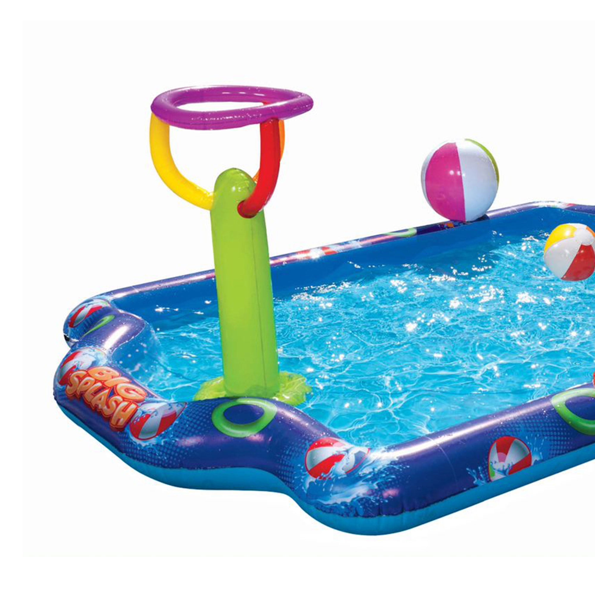 Banzai Big Splash Inflatable Play Center Pool w/ Beach Balls and Toss Rings