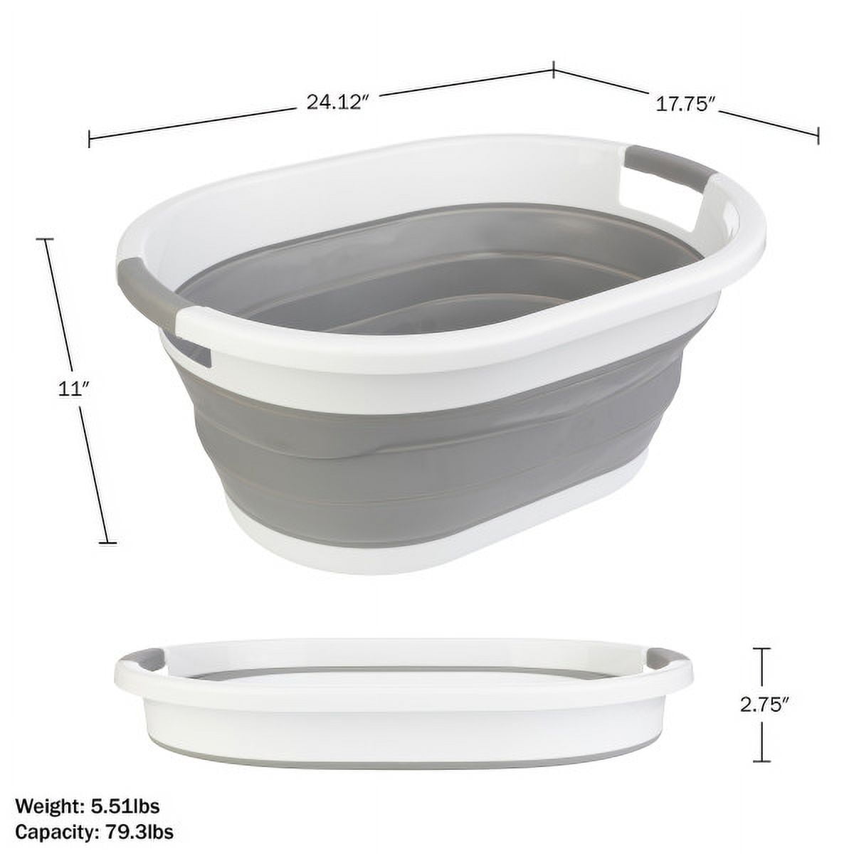Wakeman 10.3 gal Portable Laundry Basket, Gray