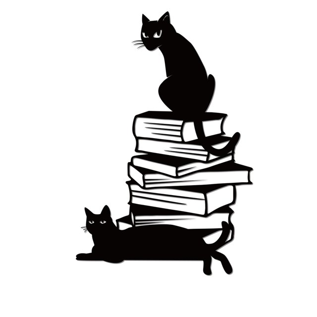 Patrón de libro de gatos, adorno de pared de metal negro, adorno de pared para interiores, decoración interesante
