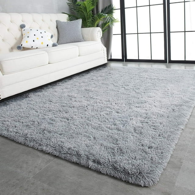GPED Alfombra Esponjosa, Alfombras Suaves y Peludas de 4x6 Pies, Alfombras Mullidas Antideslizantes para Decoración de Sala y Recámara