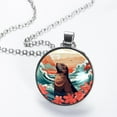 thumbnail image 2 of Sea Lion Glass Circular Pendant Necklace - Elegant Jewelry for Women, 2 of 5