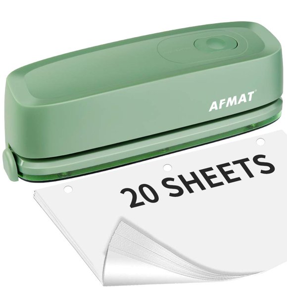 AFMAT Electric 3 Hole Punch, 20-Sheet 3 Hole Puncher for Binder, Effortless Punching, 9/32" Hole Diameter, Paper Hole Puncher 3 Hole Heavy Duty, for