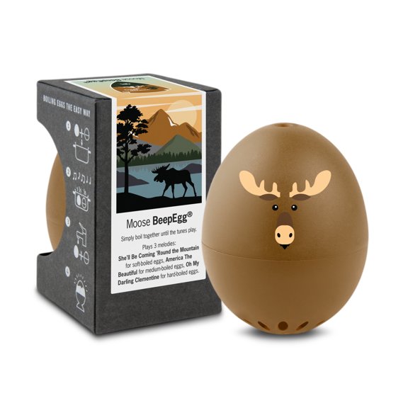 BrainStream Moose BeepEgg - Adorable Egg Timer That Plays Melodies for Soft, Medium & Hard-Boiled Eggs - No Guesswork, Fun Kitchen Gadget for Kids, Campers & Wildlife Lovers - Made in Germany