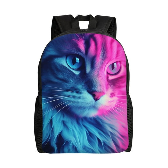 High Capacity Beautiful Kitten Relaxing Indoors Backpack Large Multipurpose Bag Double Zipper Backpack Unisex 16 Inch