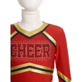 thumbnail image 6 of TiaoBug Girls Kids Diamond Long Sleeve Dance Dresses Cheer Leader Cheerleading Team Uniform Dress Up Red 8, 6 of 7