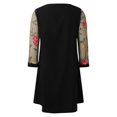 thumbnail image 6 of Women's Casual Tennis Dress for Women Solid Lace Splice Sleeve Hollow Round Neck Loose Dress Everyday Easygoing Attire Black M, 6 of 6