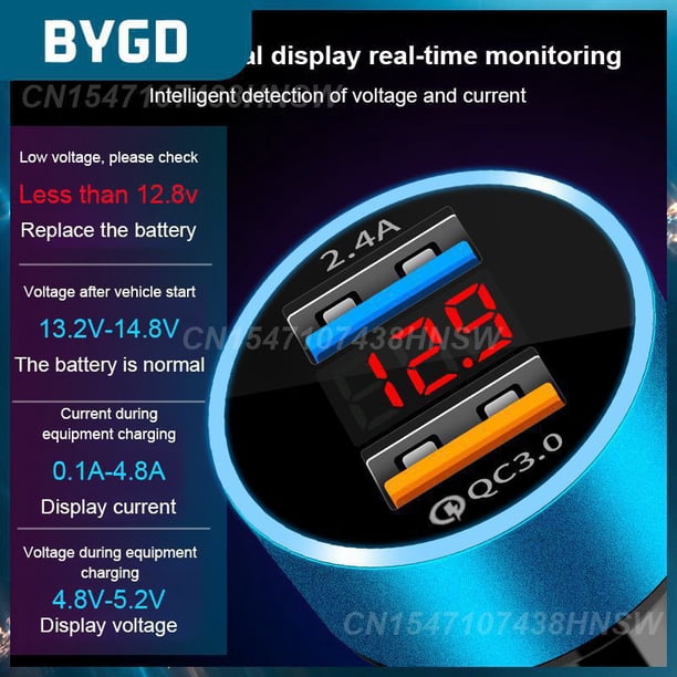 Multifunctional Car Charger Dual Usb Digital Display Universal Car Charger Adapter Portable Car Accessories Cigarette LighterQC3.0 4.8A Lighter4United States He Qiyong unisex