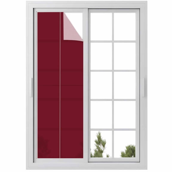 Solid Color Window Privacy Film Wine Red Decorative Glass Window Film UV Blocking Static Cling Non-Adhesive Sticker Covering for Home Door 23.6 x 78.7 inches