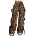 thumbnail image 2 of Women'S Baggy Sweatpants Elastic Waist Casual Wide Leg Pants with Pocket Y2K Going Out Travel Pants Orange Leopard M, 2 of 9