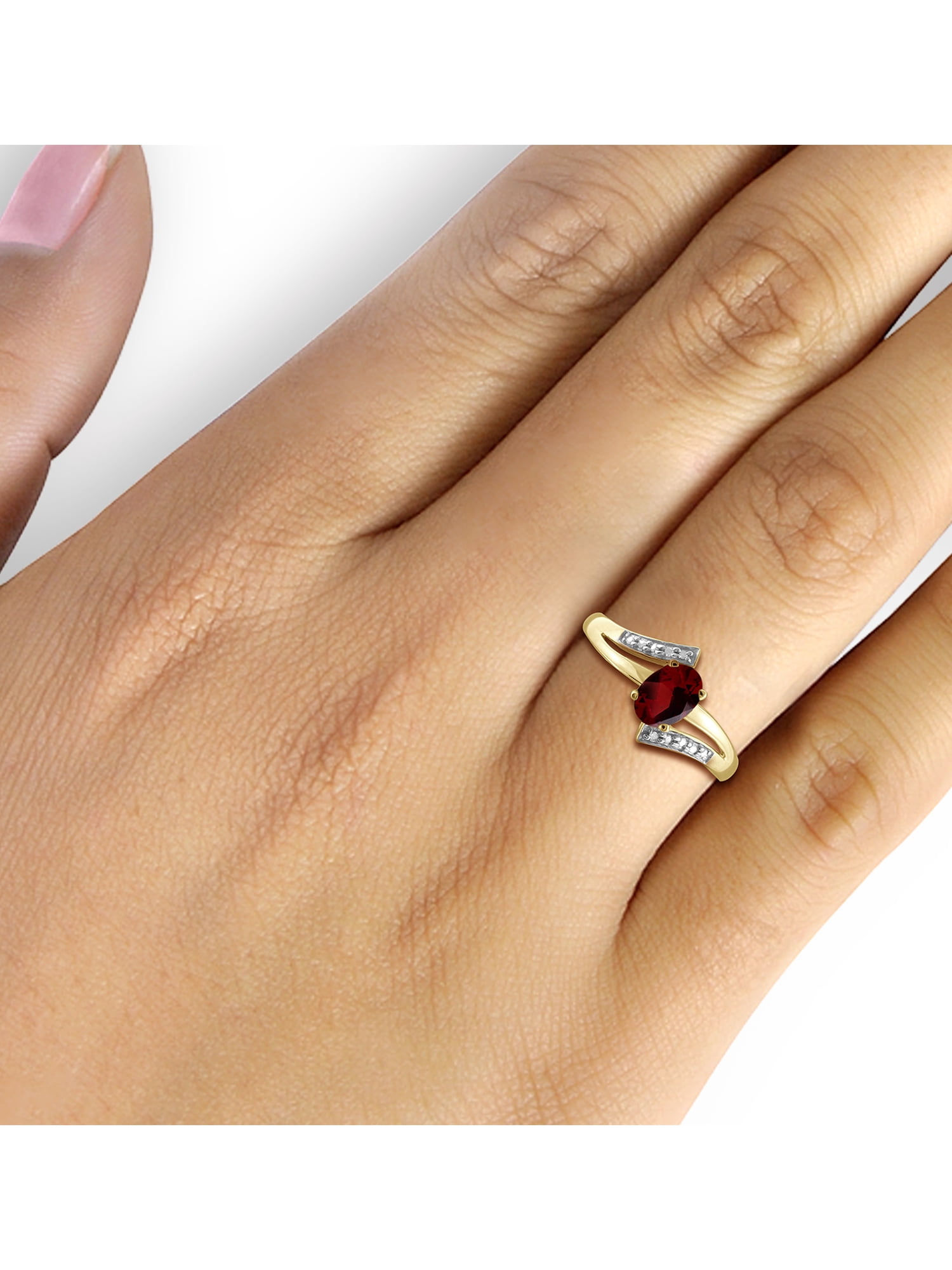 JewelersClub Garnet Ring Birthstone Jewelry – 1.00 Carat Garnet 14K Gold Plated Silver Ring Jewelry with White Diamond Accent – Gemstone Rings with Hypoallergenic 14K Gold Plated Silver Band