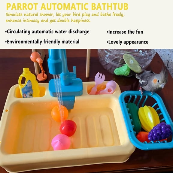 Automatic Bird Shower Box for Small Medium Birds | Multifunctional Parakeet Bathtub with Faucet