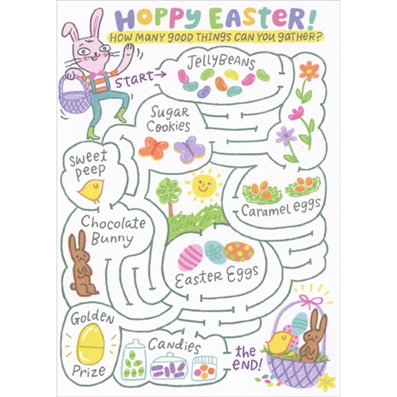 RSVP Hoppy Easter: Good Things to Gather Interactive Puzzle Maze Juvenile Easter Card for Kids
