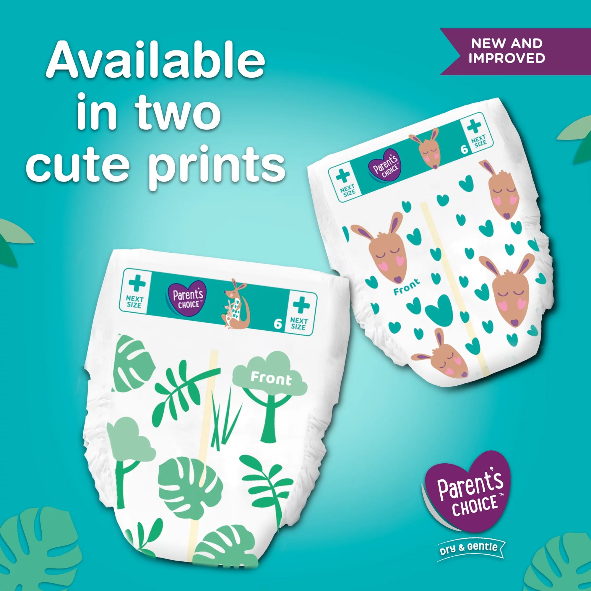 Parents Choice Dry & Gentle Diapers Size 6, Total 132 Ct