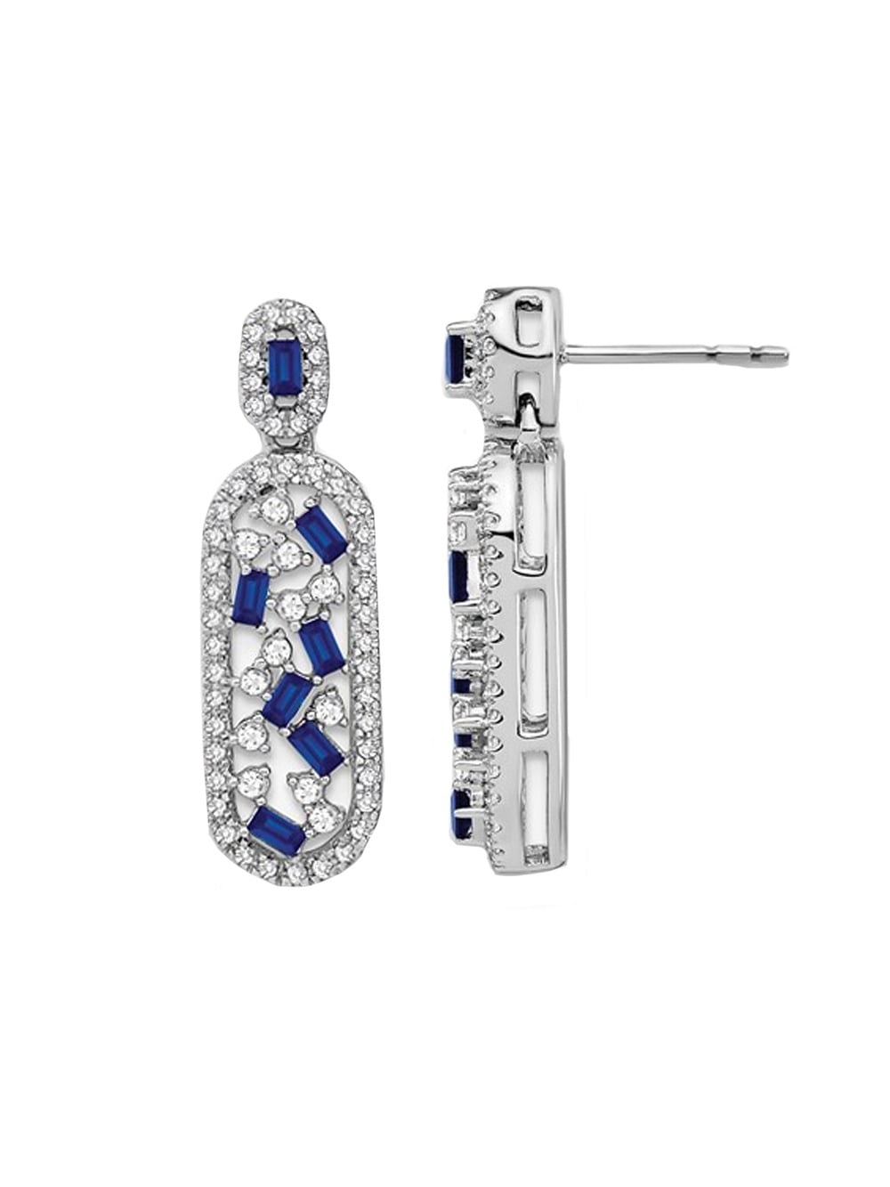 ctw 1/2 Carat Natural Dark Blue Sapphire Post Earrings in 14K White Gold ctw 1/2 Carat Natural Dark Blue Sapphire Post Earrings in 14K White Gold
