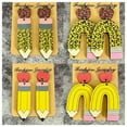 thumbnail image 2 of Leopard Print and Pencil Teacher Day Earrings Women Student School Jewelry, 2 of 8