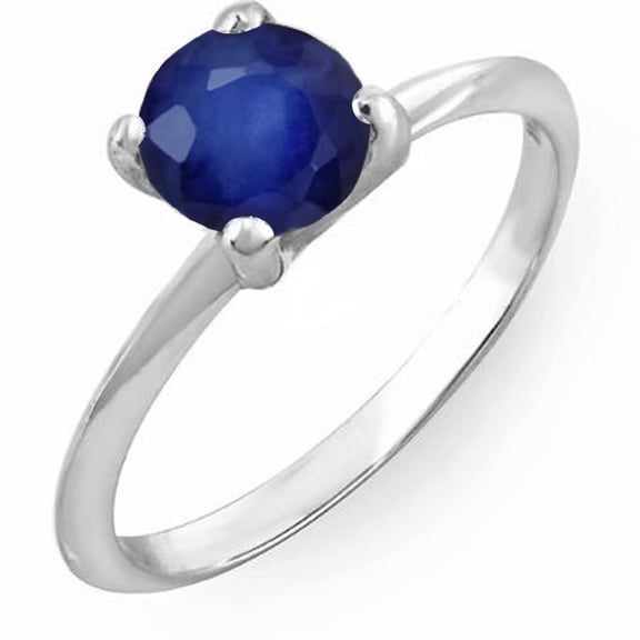 Dazzlingrock Collection 1.00 Carat (ctw) 18K Round Blue Sapphire Bridal Engagement Solitaire Ring 1 CT, White Gold, Size 5