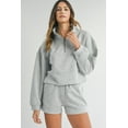 thumbnail image 2 of Women's Light Grey Stand Neck Zipped Sweatshirt and Shorts Set - Trendy Two Piece Outfit | [ZhiHiMeRi] | (US 12-14)L, 2 of 12