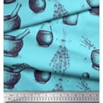 thumbnail image 2 of Soimoi Blue Cotton Voile Fabric Lavender,Bottle & Mortar And Pestle Kitchen Printed Craft Fabric by the Yard 42 Inch Wide, 2 of 3