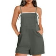 thumbnail image 2 of ABATAB Womens Rompers Trendy Summer Casual Loose Overalls Sleeveless Wide Leg Casual Spaghetti Strap Jumpsuit with Pockets, 2 of 7