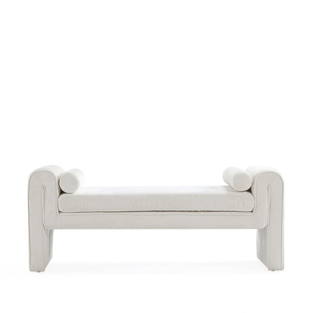 Manhattan Comfort Concord Bench with Solid Wood Frame in Ivory