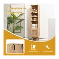 thumbnail image 4 of Rattan Storage Cabinet, 4 Tier Slim Bookshelf, Natural Wood Cabinet with Adjustable Shelves, Living Room Bedroom Organizer, 11.5"x11.5"x54", Natural/Black/White, 4 of 9