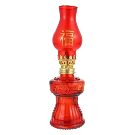 

NUOLUX Lamp Oil Light Kerosene Wedding Vintage Desktop Red Antique Holder Butter Chamber Ghee Glass Chinese Retro Lantern