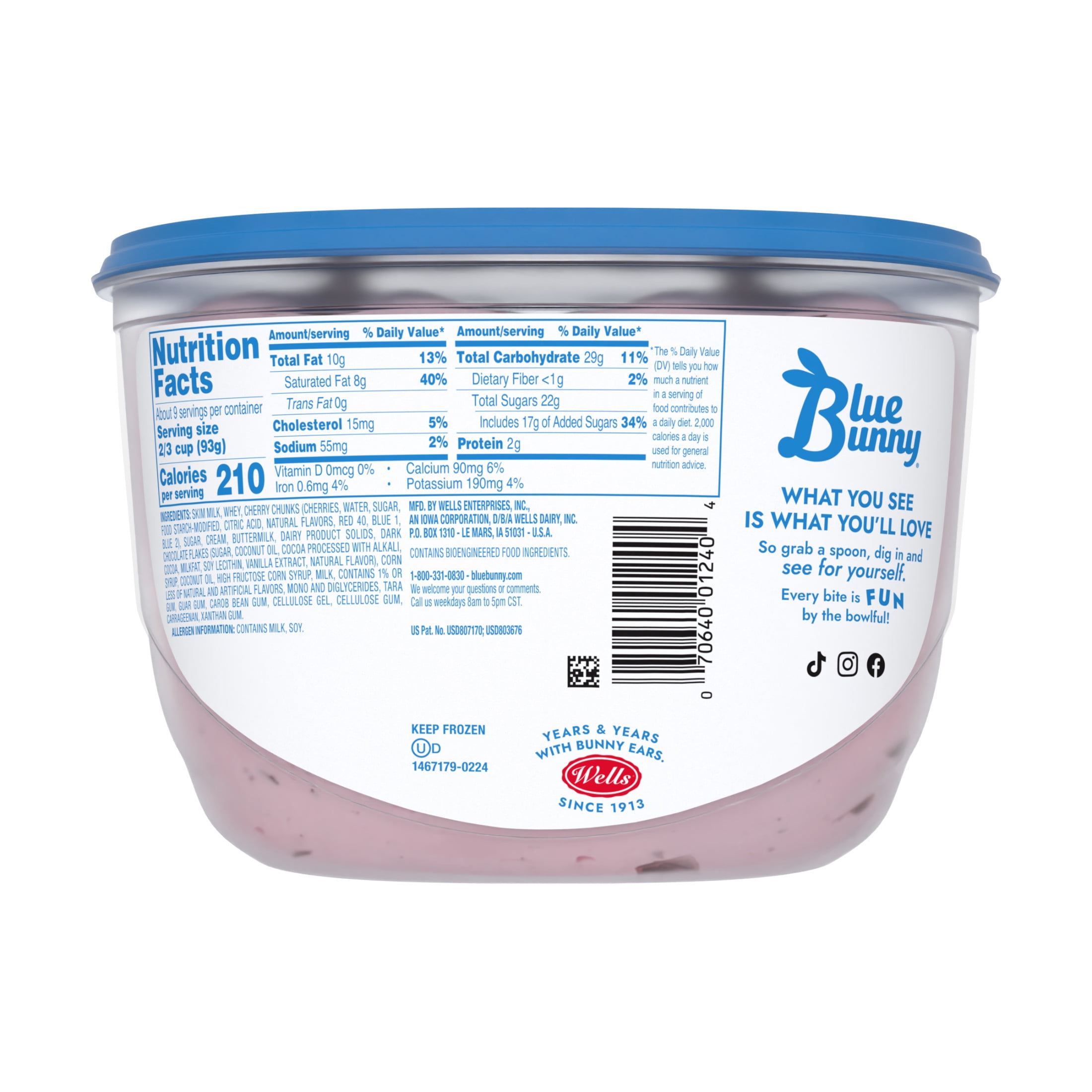 Blue Bunny Cherry Chocolate Chunk Frozen Dairy Dessert, 46 fl oz