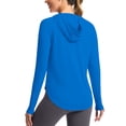 thumbnail image 2 of HappyYEE Women's Sun Hooded Shirts Pullover Long Sleeve Rash Guard Thumb Sleeve Loose Summer Upf 50+ Sun Protection Tops Blue XXL, 2 of 9