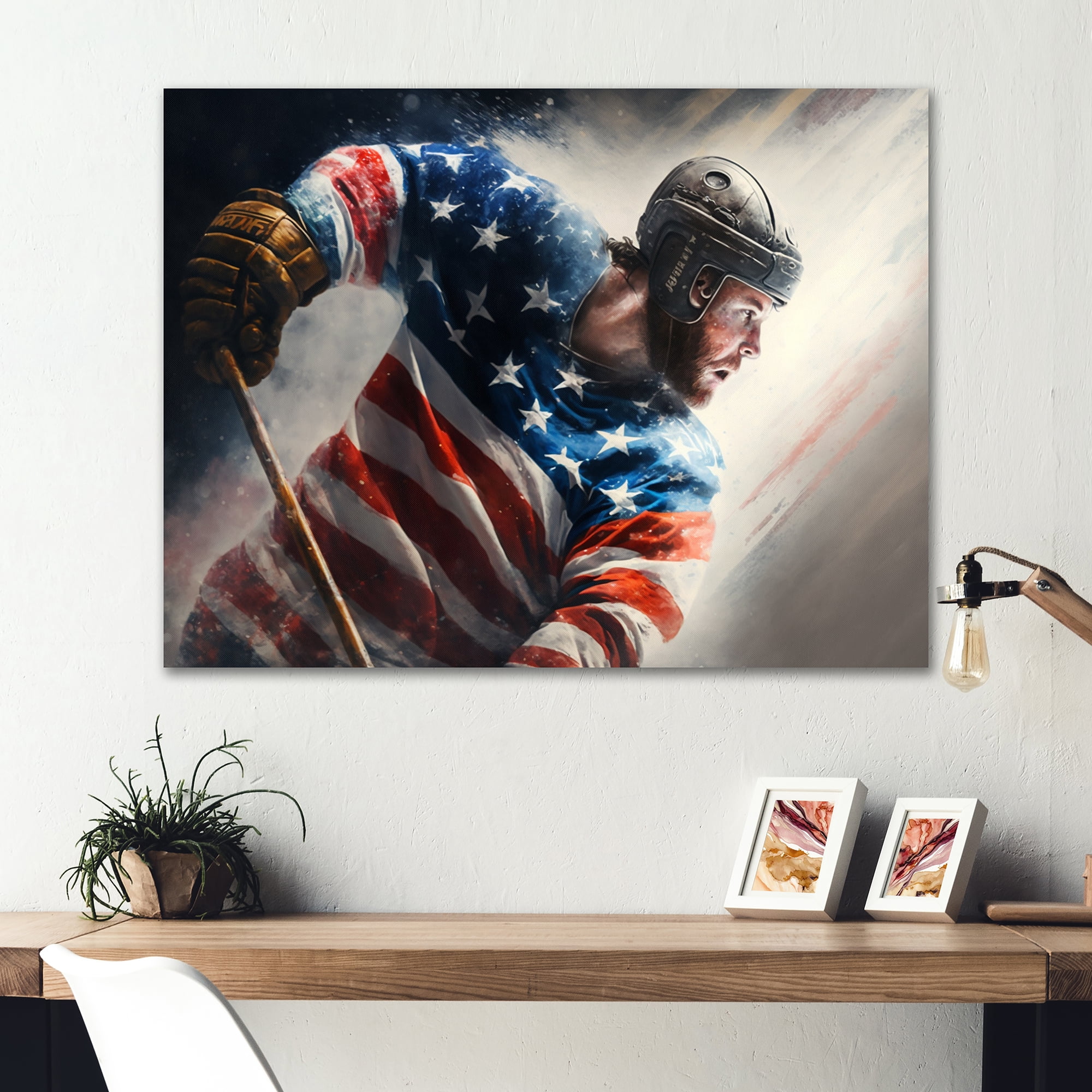Designart Hockey Player On Ice III Canvas Wall Art