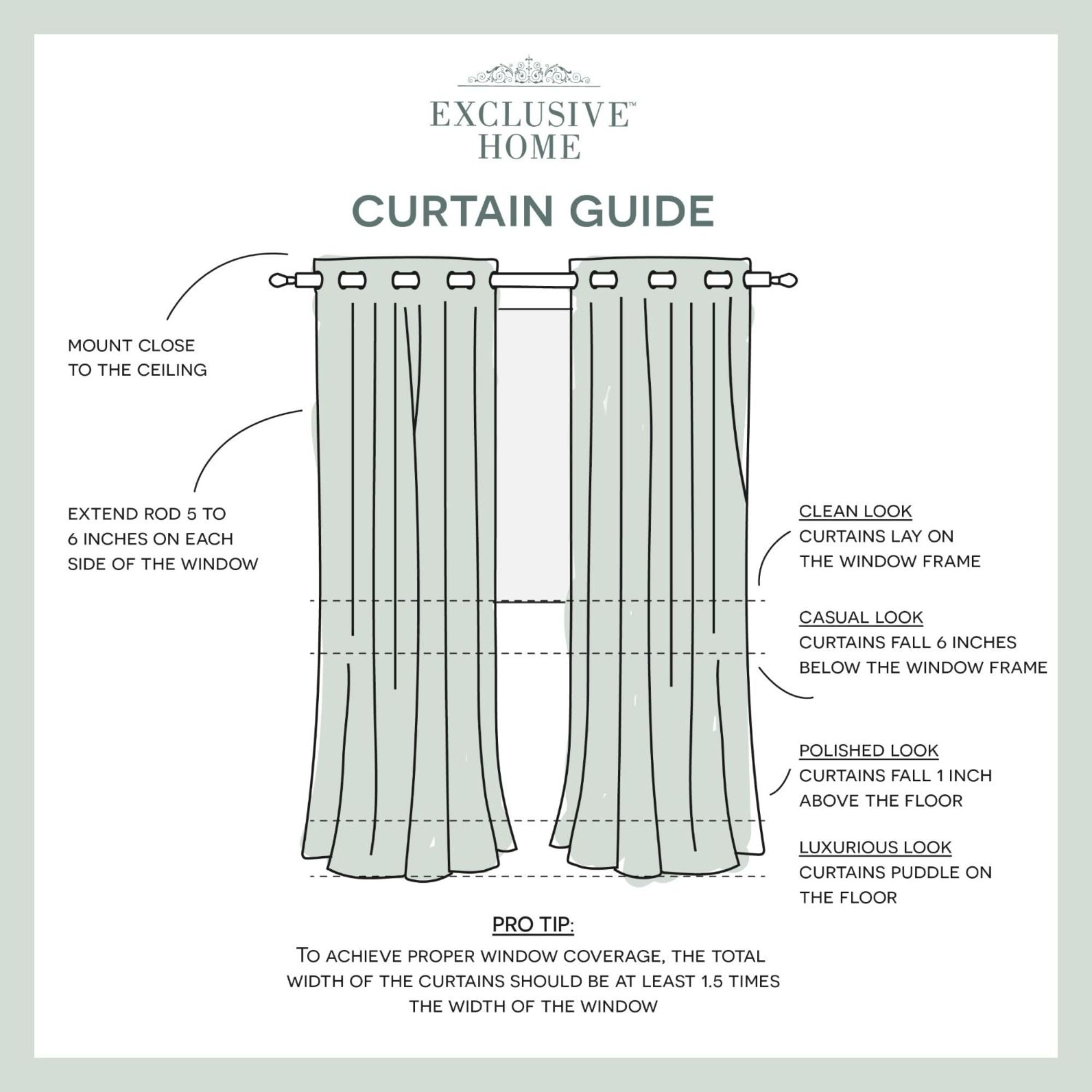 Exclusive Home Ironwork Sateen Woven Room Darkening Blackout Grommet Top Curtain Panel Pair, 52"x96", Black