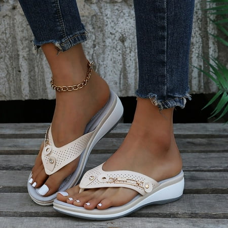 

Women Sandals Clearance 2023! Pejock Women s Platform Wedge Sandals with Arch Support Arch-support Sandals Fashion Casual Sandals Shoes Outdoor Flip Flops Beach Wedges Orthopedic Slippers