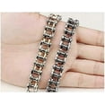 thumbnail image 2 of Men's Stainless Steel Bracelet 12mm Width Bike Motorcycle Chain Link Bracelets Silver/Black/Gold Tone, 2 of 3