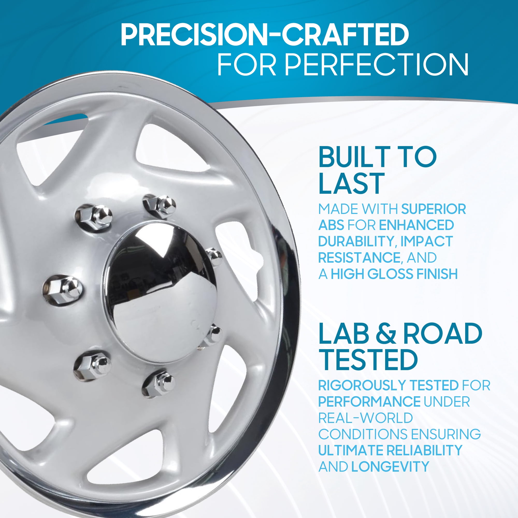 (4-Pack) BDK Premium Hubcaps 16" Wheel Rim Cover Hub Caps OEM Style Replacement Snap On Car Truck SUV - 16 Inch Set