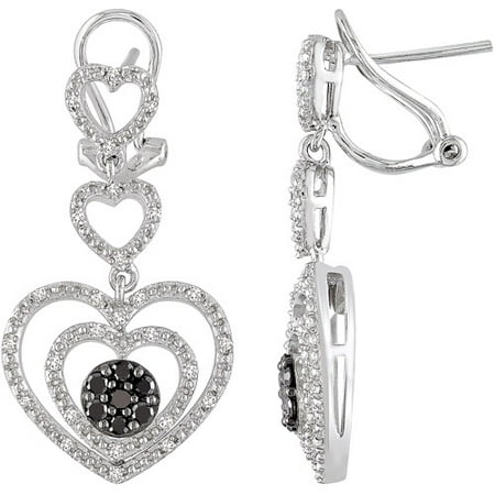 1/2 Carat T.W. Black and White Diamond Sterling Silver Fashion Earrings (1.7mm)