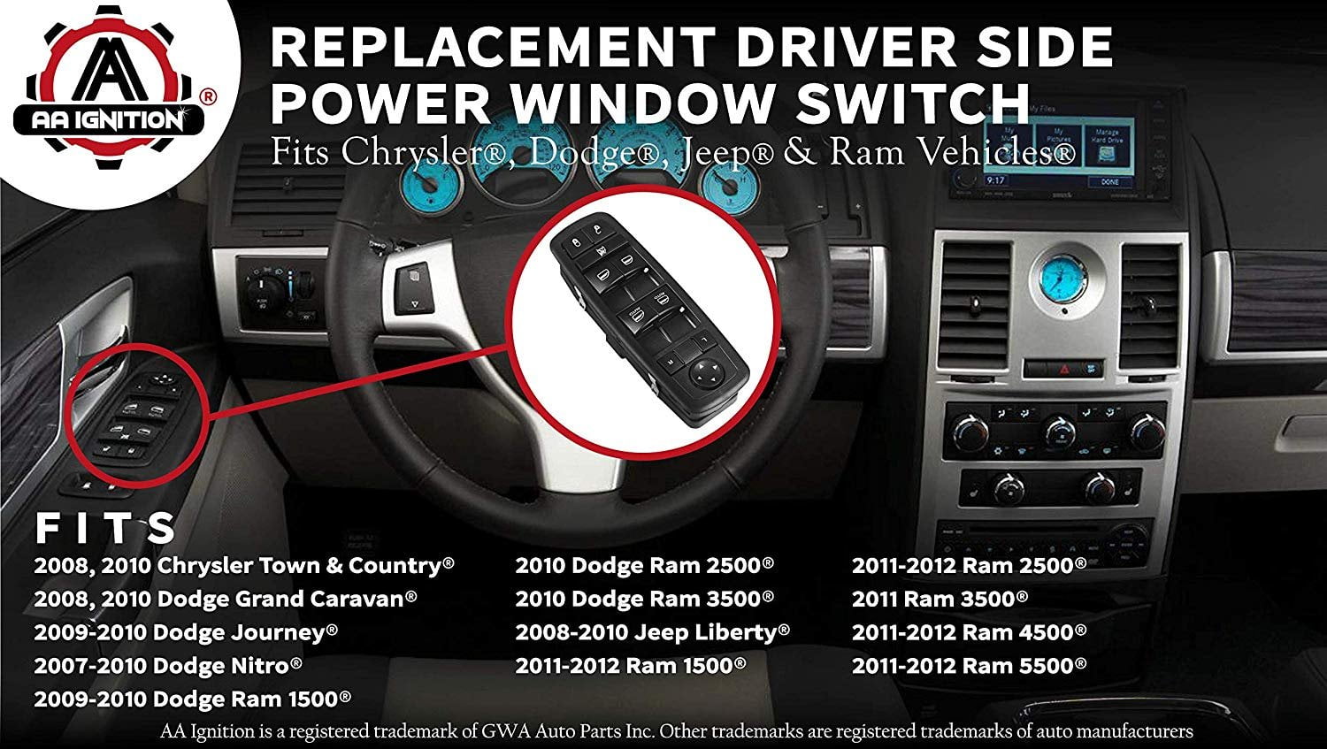 Power Window Switch For Chrysler Town Country Dodge Grand Caravan 2008-2009