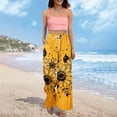 thumbnail image 2 of LWavelet Women's Drawstring Waist Sunflower Print Wide Leg Pants with Split Detail for Casual & Vacation Outfits Yellow XL, 2 of 8