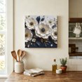 thumbnail image 6 of White Anemones Canvas Wall Art for Living Room Bedroom Bathroom, Rustic Floral Golden Leaf Veins Deep Navy Backdrop Canvas Art Wall Decor, Artwork for Walls Home Office Decor, 16"x16", 6 of 9