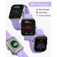 thumbnail image 3 of TOOBUR Smart Watch for Women Men, 1.95'' Fitness Tracker, Answer/Make Calls, Smartwatch Compatible Android iOS, IP68 Waterproof, Lilac, 3 of 7