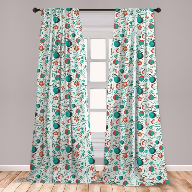 Garden Art Curtains 2 Panels Set Foliage With Blooms And Fruits Abstract Yard Swirling Leafy Stems Window Drapes For Living Room Bedroom Dark Brown Vermilion By Ambesonne Walmart Com Walmart Com