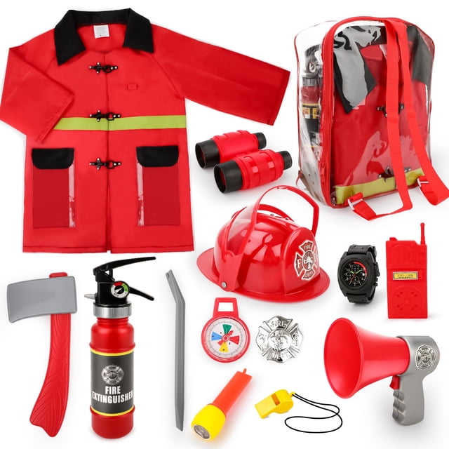 Disfraz de bombero para niños con juego de 13 accesorios