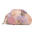 thumbnail image 2 of Bolso de mano tipo clutch con bordado floral y cadena extraíble para mujer. Rosa, 2 of 9