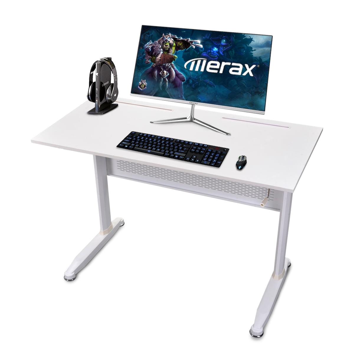 Kepooman Modern Height Adjustable Standing Desk with Crank Handle for Home Office, 47.2"L x 23.6"W x 28.7-44.5"H, White Kepooman Modern Height Adjustable Standing Desk with Crank Handle for Home Office, 47.2"L x 23.6"W x 28.7-44.5"H, White