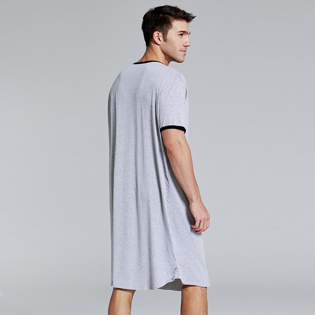 a.Jesdani Men's Nightgown Short Sleeve 
