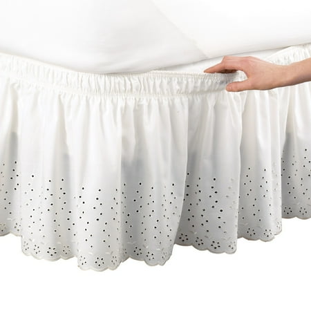 - Collections Etc Eyelet Bedskirt Ruffle, Machine Washable, Polyester & Polyester Blend