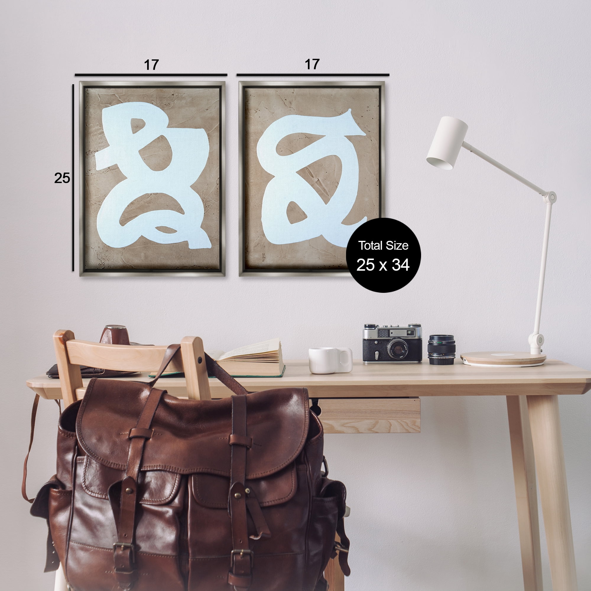 Stupell Industries Abstract Squiggle Line Abstract Painting Gray Floater Framed Canvas Art Print Wall Art, 17 x 25, Set of 2