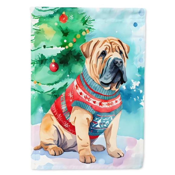 Carolines Treasures DAC3646CHF 40 x 28 Po Unisexe Shar Pei Drapeau de la Maison en Polyester de Noël