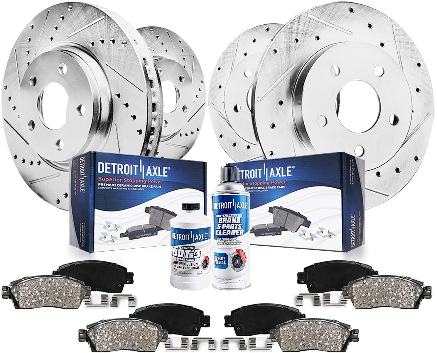 Performance Grade for Lexus Toyota ES300h ES350 AVALON Camry 11.02 280mm Detroit Axle 5 Lug REAR Drilled and Slotted Brake Rotors 
