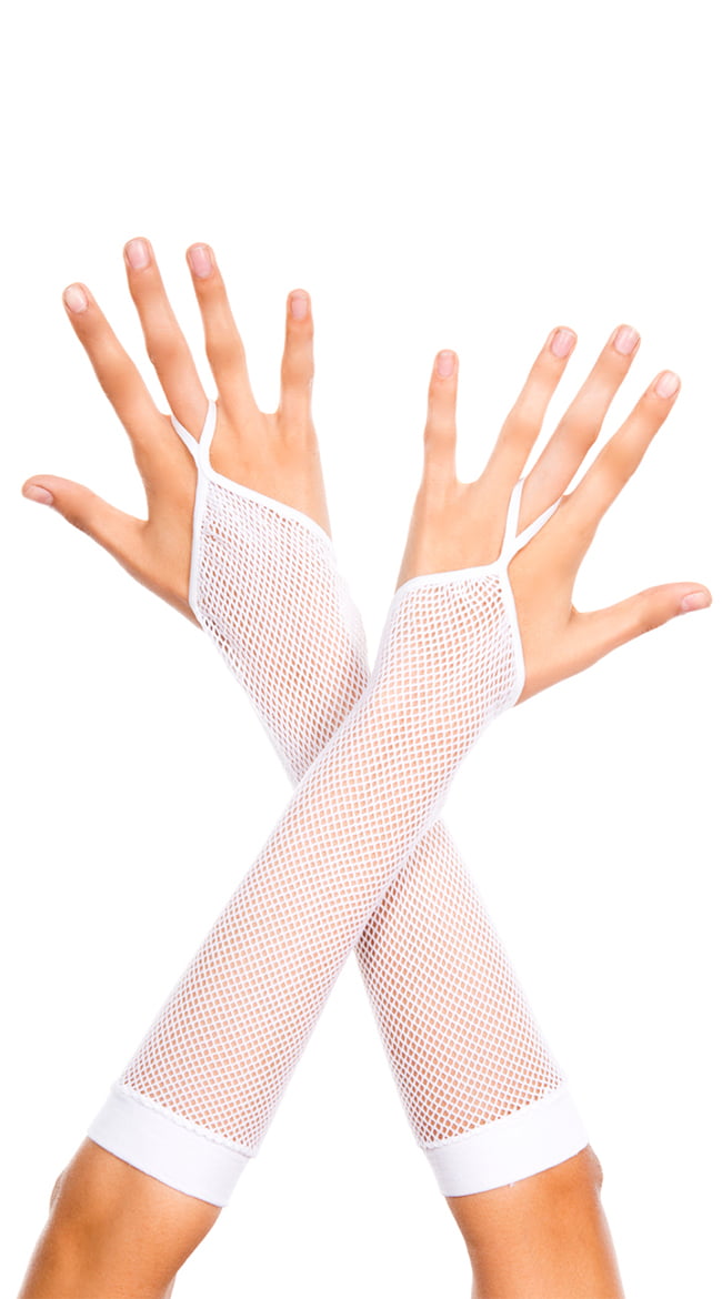 Music Legs One Finger Fishnet Gloves