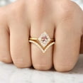 thumbnail image 3 of KANISHKAGEMS&JEWELS 1 Ct Oval peach Morganite Engagement Ring Enhancer Set yellow Gold Plated Silver DiamondCurved Band Set For her, 3 of 9