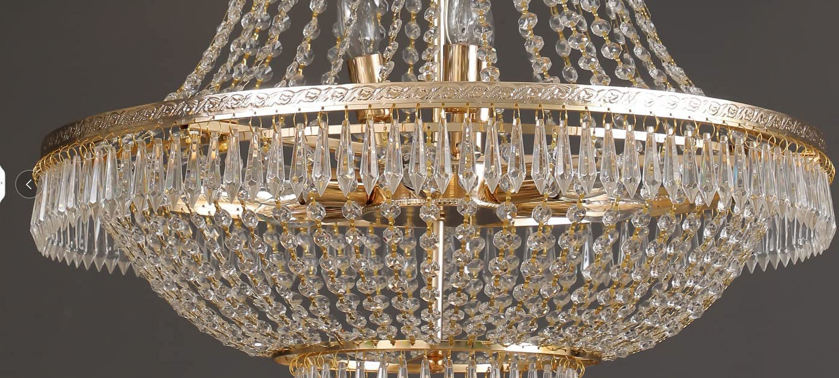 Denest French Empire Dimmable 9 Light K9 Crystal Kitchen Home Office Flush Mount Ceiling Light Fixture